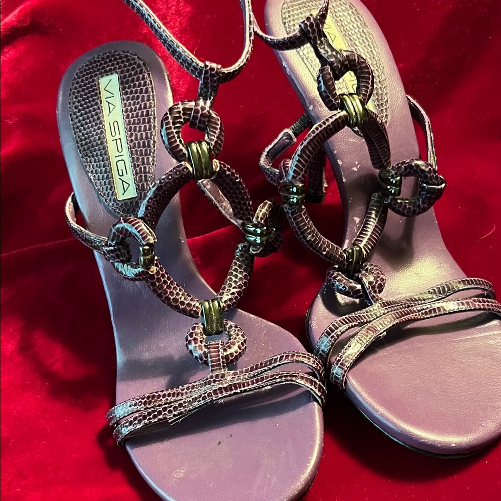 Via Spiga Dark Purple Strappy Heels